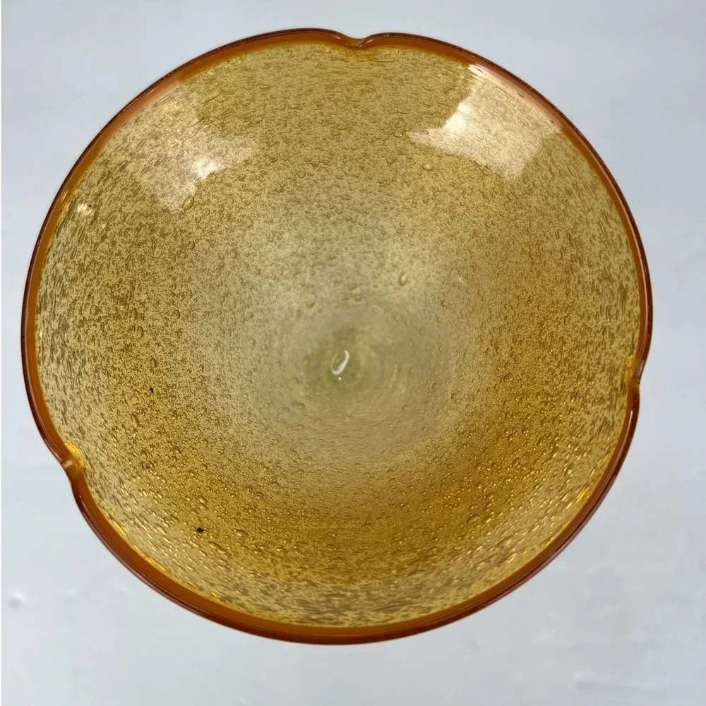 Hand Blown Amber Margarita/Martini Glasses Bubble Glass Clear Stem